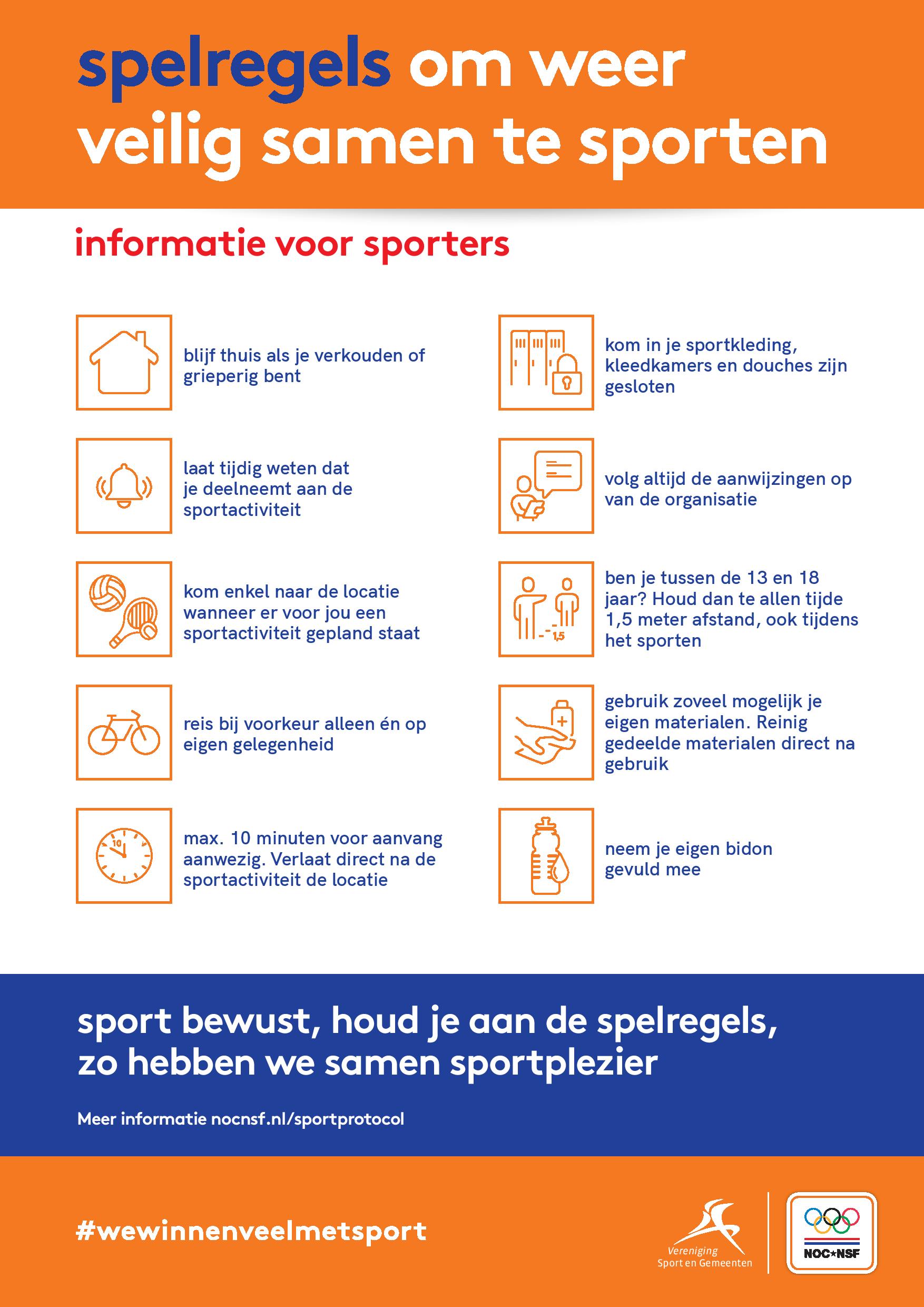 Richtlijnen om weer veilig samen te sporten