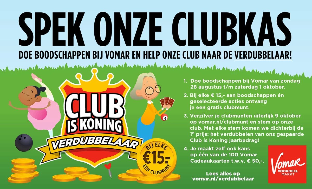 DOE BOODSCHAPPEN BIJ VOMAR EN HELP ONZE CLUB NAAR DE VERDUBBELAAR!