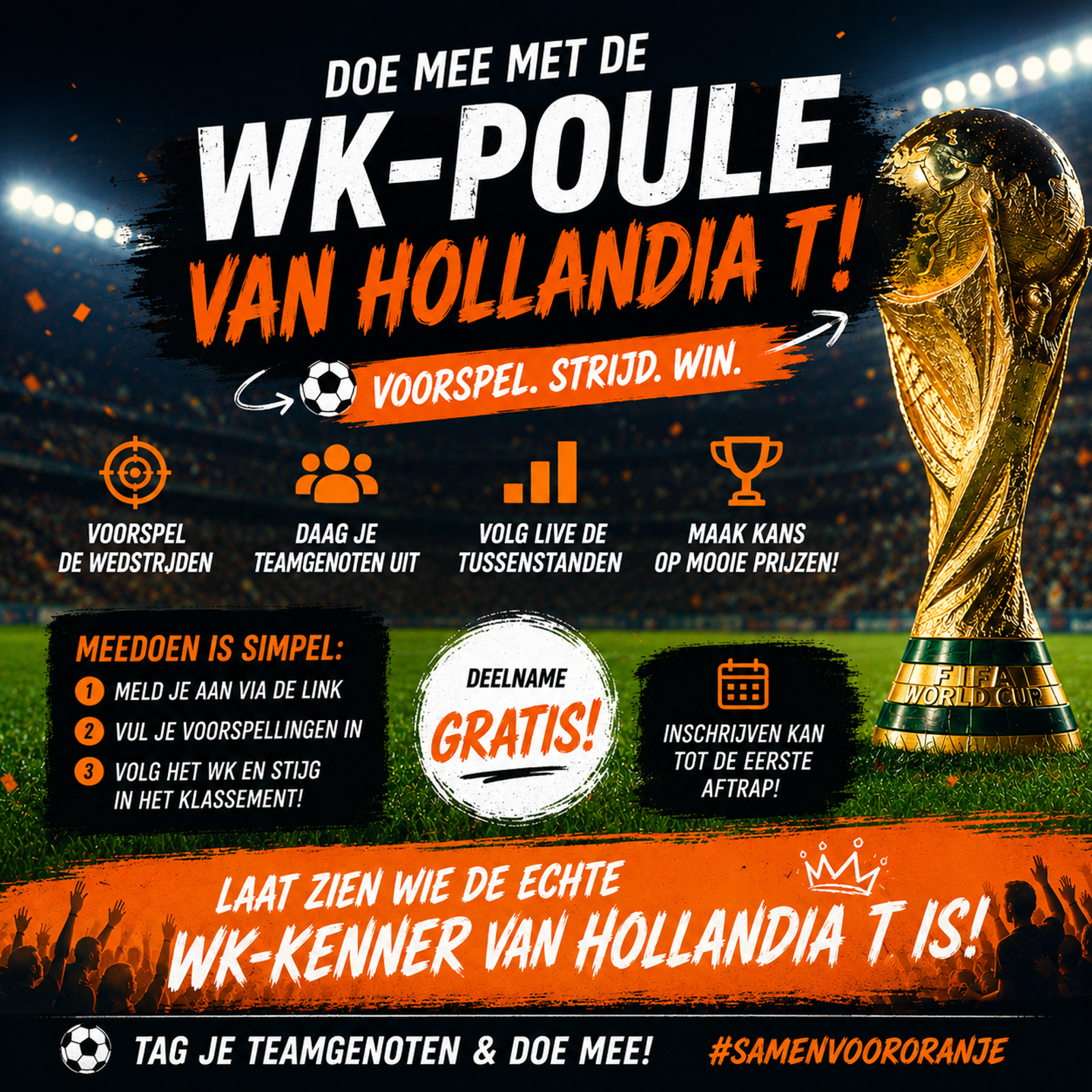 ⚽🌎 DOE MEE MET DE HOLLANDIA T WK-POULE! 🌎⚽️