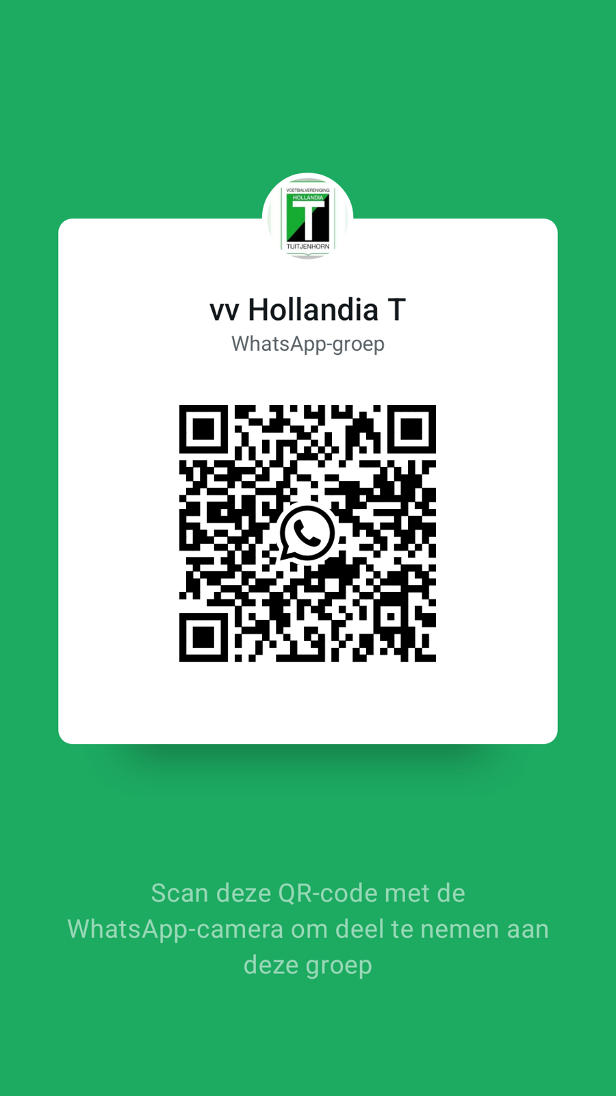 Blijf op de hoogte van Hollandia T via WhatsApp 📱⚽